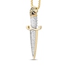 Thumbnail Image 2 of Men's Black & White Diamond Dragon Head Dagger Necklace 3/8 ct tw 10K Yellow Gold 22&quot;