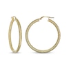 Thumbnail Image 1 of Italian Brilliance Diamond-Cut Round Hoop Earrings 14K Yellow Gold 30mm