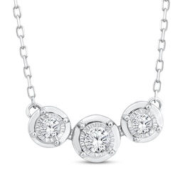 Memories, Moments, Magic Three-Stone Diamond Necklace 1/4 ct tw 10K White Gold 18&quot;