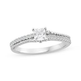 Threads of Love Princess-Cut Diamond Engagement Ring 5/8 ct tw 14K White Gold