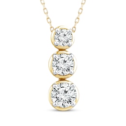 Memories Moments Magic Lab-Grown Diamond Graduated Three-Stone Necklace 1-1/2 ct tw 14K Yellow Gold 18&quot;