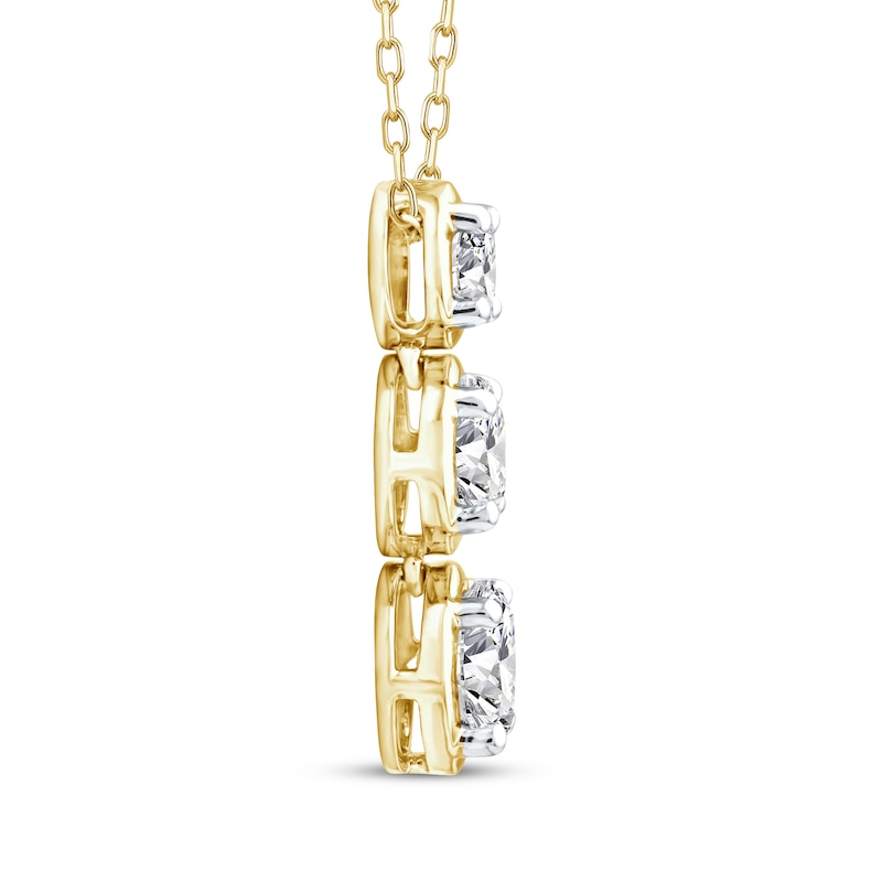 Memories Moments Magic Lab-Grown Diamond Graduated Three-Stone Necklace 1-1/2 ct tw 14K Yellow Gold 18"