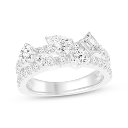 All You Are Multi-Shape Lab-Grown Diamond Two-Row Ring 1-1/2 ct tw 14K White Gold