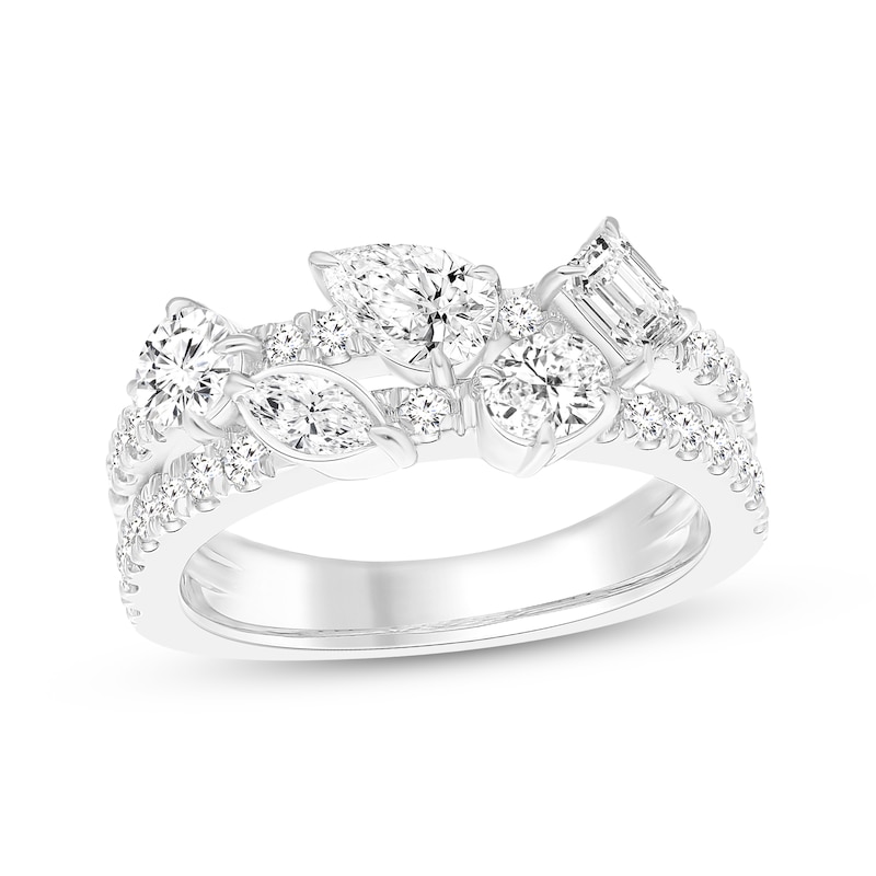 Main Image 1 of All You Are Multi-Shape Lab-Grown Diamond Two-Row Ring 1-1/2 ct tw 14K White Gold