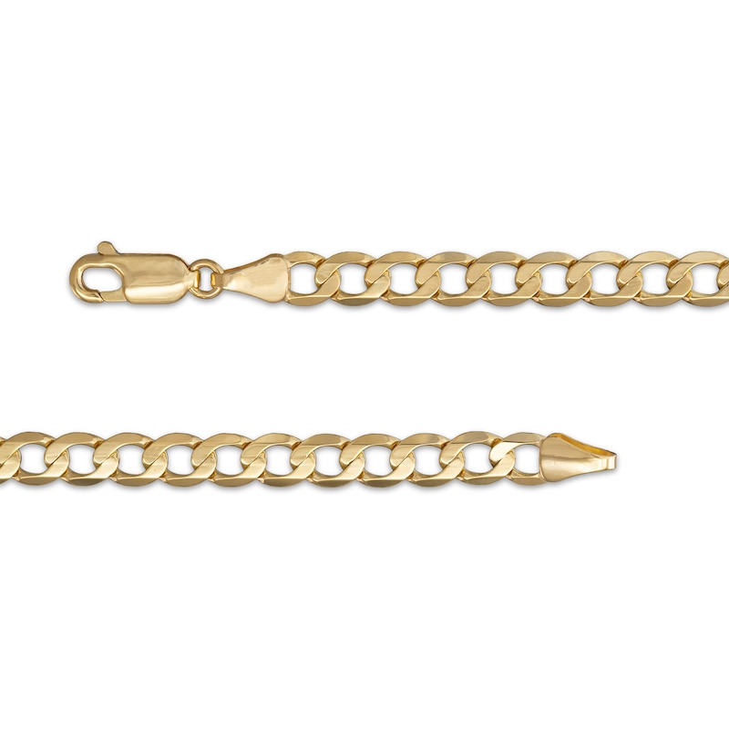 Main Image 2 of Solid Diamond-Cut Flat Curb Chain Necklace 5mm 14K Yellow Gold 22&quot;