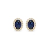 Thumbnail Image 2 of Oval-Cut Blue Lab-Created Sapphire & White Lab-Created Sapphire Halo Stud Earrings 10K Yellow Gold