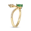 Thumbnail Image 2 of Pear-Shaped Natural Emerald & Diamond Deconstructed Ring 1/4 ct tw 10K Yellow Gold