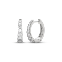 THE LEO Diamond Graduated Hoop Earrings 3/4 ct tw 14K White Gold