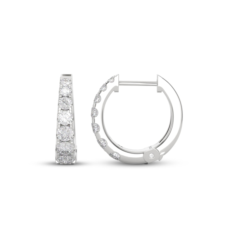 Main Image 3 of THE LEO Diamond Graduated Hoop Earrings 3/4 ct tw 14K White Gold