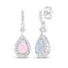 Thumbnail Image 1 of Pear-Shaped Lab-Created Opal & White Lab-Created Sapphire Drop Earrings Sterling Silver