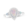 Thumbnail Image 1 of Pear-Shaped Lab-Created Opal & White Lab-Created Sapphire Ring Sterling Silver