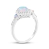 Thumbnail Image 2 of Pear-Shaped Lab-Created Opal & White Lab-Created Sapphire Ring Sterling Silver