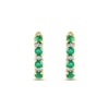 Thumbnail Image 2 of Emerald & Diamond Hoop Earrings 1/15 ct tw 10K Yellow Gold