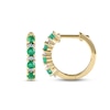 Thumbnail Image 3 of Emerald & Diamond Hoop Earrings 1/15 ct tw 10K Yellow Gold