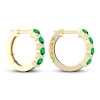 Thumbnail Image 4 of Emerald & Diamond Hoop Earrings 1/15 ct tw 10K Yellow Gold