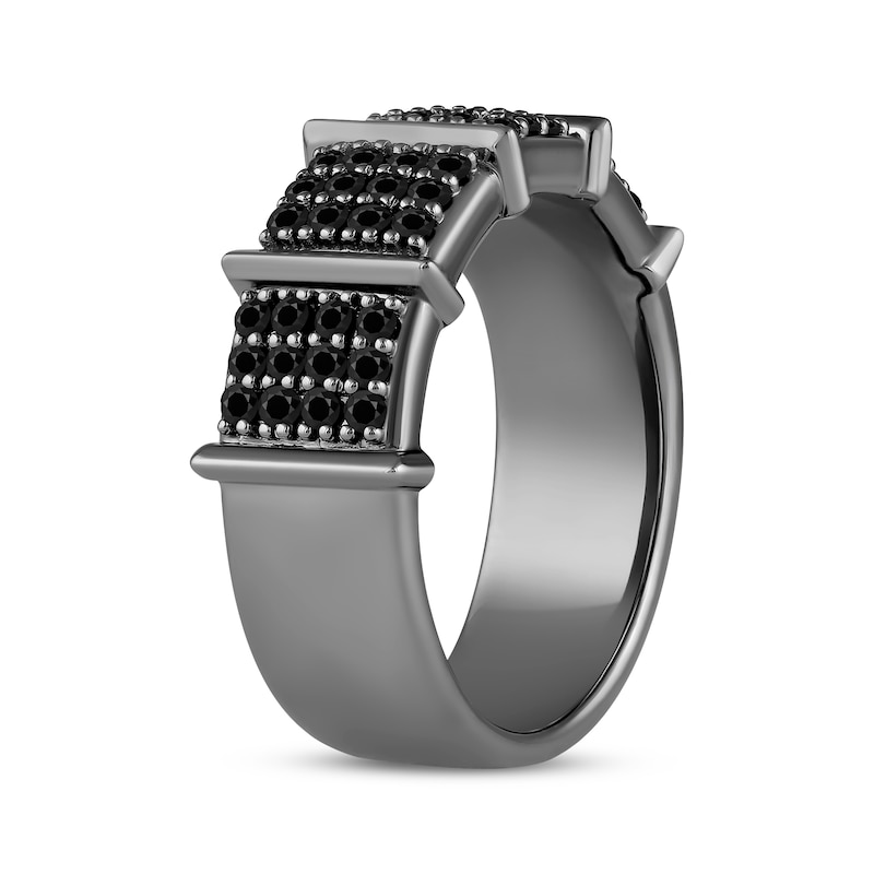 Main Image 2 of Ink & Ice Men's Black Multi-Diamond Ring 3/8 ct tw Black Rhodium-Plated Sterling Silver