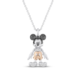 Disney Treasures Mickey Mouse Diamond Necklace 1/15 ct tw Sterling Silver & 10K Rose Gold 19&quot;