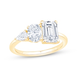 Now + Forever Emerald-Cut, Oval-Cut & Pear-Shaped Lab-Grown Diamond Engagement Ring 2-1/6 ct tw 14K Yellow Gold