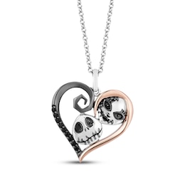 Disney Treasures The Nightmare Before Christmas Diamond Necklace 1/15 ct tw Sterling Silver & 10K Rose Gold 19&quot;