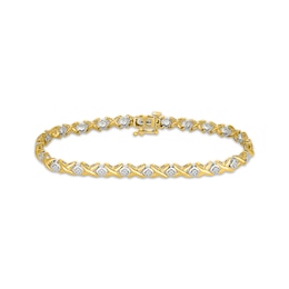 Diamond &quot;XO&quot; Link Bracelet 1/4 ct tw 10K Yellow Gold 7.25&quot;