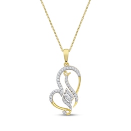 Arabic &quot;Grandma&quot; Diamond Tilted Heart Necklace 1/5 ct tw 10K Yellow Gold 18&quot;