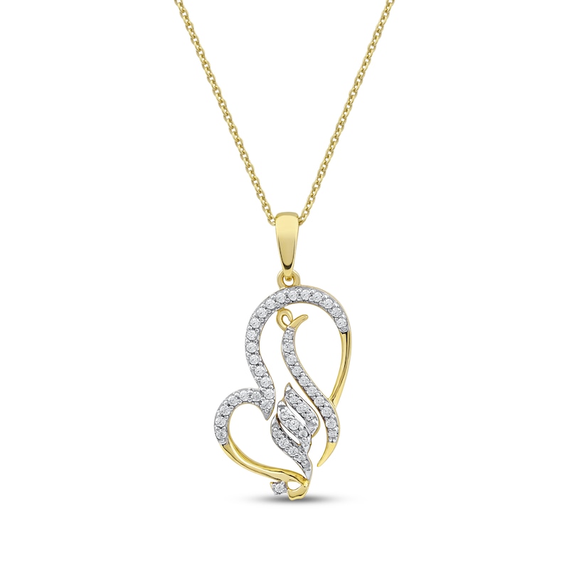 Main Image 1 of Arabic &quot;Grandma&quot; Diamond Tilted Heart Necklace 1/5 ct tw 10K Yellow Gold 18&quot;