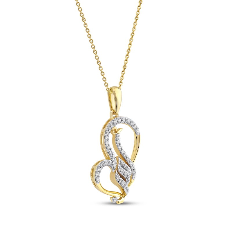 Main Image 2 of Arabic &quot;Grandma&quot; Diamond Tilted Heart Necklace 1/5 ct tw 10K Yellow Gold 18&quot;