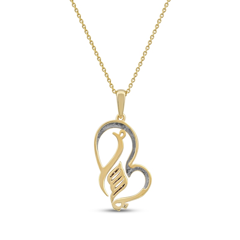 Main Image 3 of Arabic &quot;Grandma&quot; Diamond Tilted Heart Necklace 1/5 ct tw 10K Yellow Gold 18&quot;