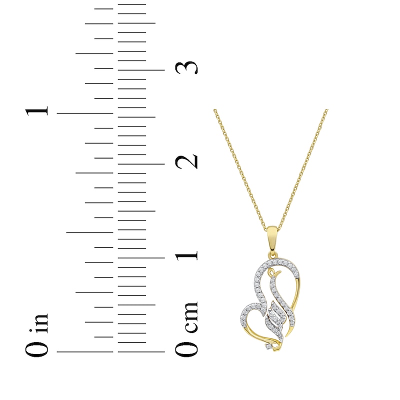 Main Image 5 of Arabic &quot;Grandma&quot; Diamond Tilted Heart Necklace 1/5 ct tw 10K Yellow Gold 18&quot;