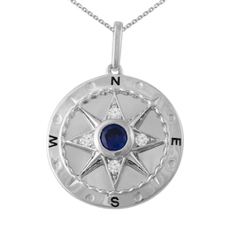 Birthstone and 1/15 Carat t.w. Diamond Compass Necklace