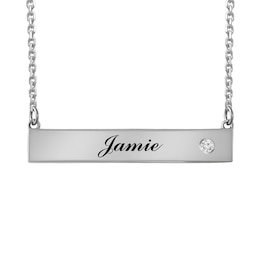 Diamond Accent Engravable Bar Necklace (2 Lines)