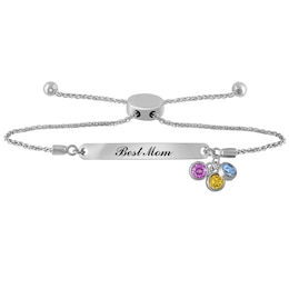 Birthstone Family & Mother's Bolo Bracelet (1-3 Stones and 1 Line)