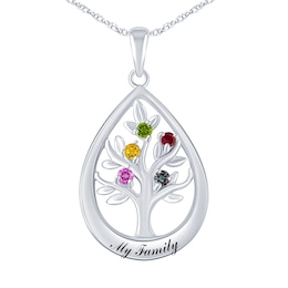 Birthstone Family & Mother's Tree Necklace (1-5 Stones and 1 Line)