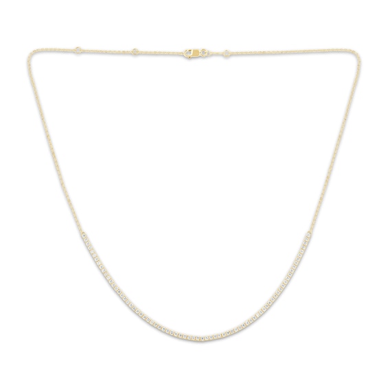Diamond & Adjustable Chain Tennis Necklace 1 ct tw 10K Yellow Gold 18"