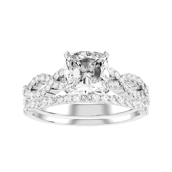 Cushion Diamond Bridal Ring and Matching Band