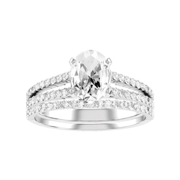 Oval Diamond Bridal Ring and Matching Band