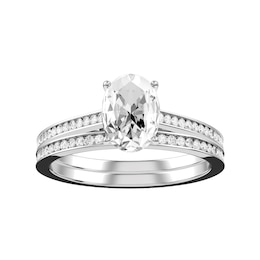 Oval Diamond Bridal Ring and Matching Band