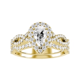 Pear Diamond Bridal Ring and Matching Band