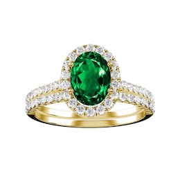 Oval Emerald Bridal Ring and Matching Band