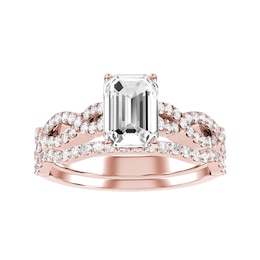 Emerald Cut Diamond Bridal Ring and Matching Band