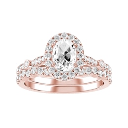 Oval Diamond Bridal Ring and Matching Band