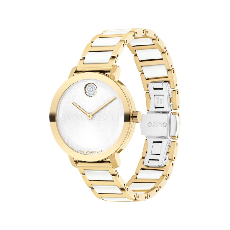 Movado BOLD Evolution 2.0 White Ceramic Inserts Women's Watch 3601238