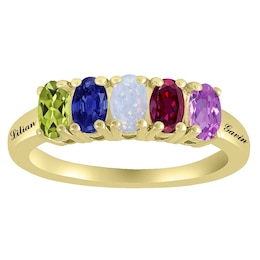 Birthstone Family & Mother's Ring (2-5 Stones and 2 Lines)