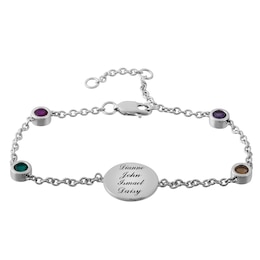 Colored Stone Family & Mother's Bracelet (2-4 Stones and Lines)