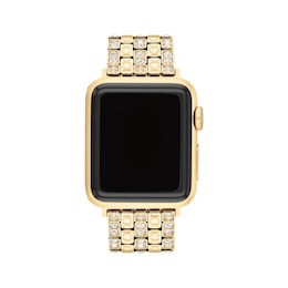 COACH Pavé Crystal Gold-Tone Stainless Steel Women's Apple Watch Strap 14700262