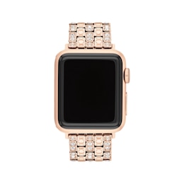 COACH Pavé Crystal Rose Gold-Tone Stainless Steel Women's Apple Watch Strap 14700263