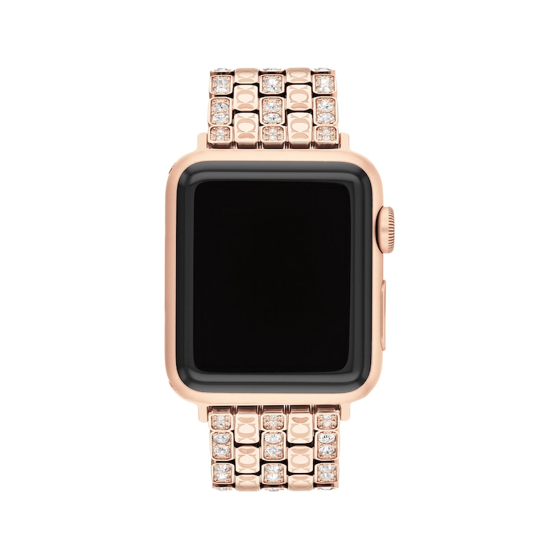 Main Image 1 of COACH Pavé Crystal Rose Gold-Tone Stainless Steel Women's Apple Watch Strap 14700263