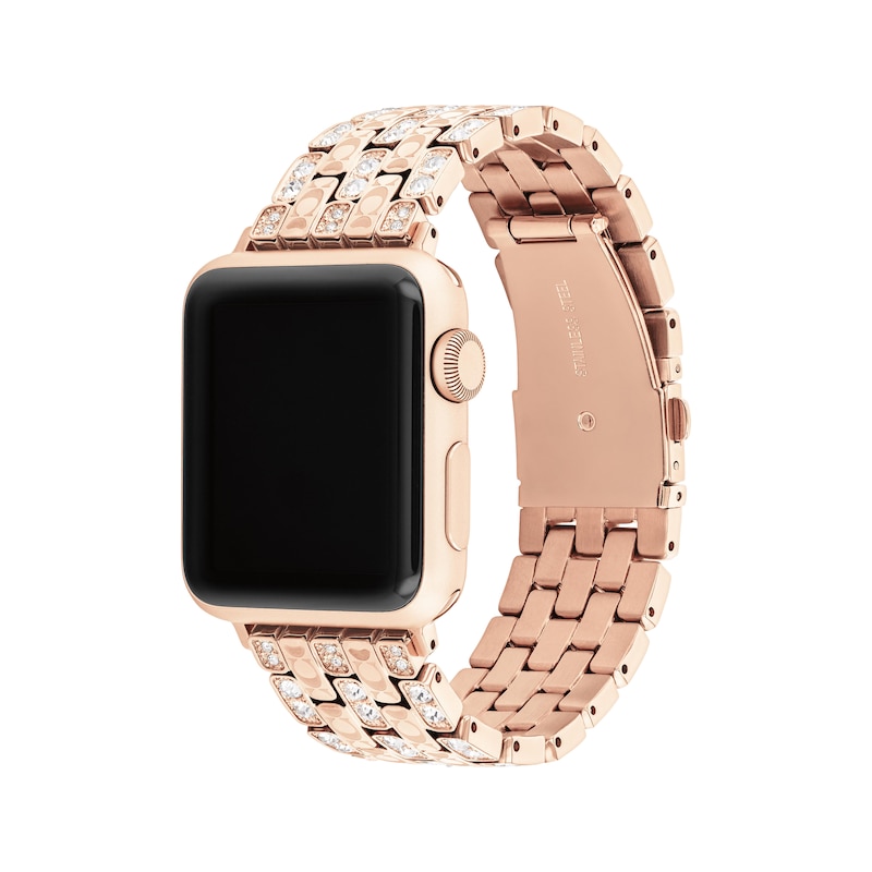 Main Image 2 of COACH Pavé Crystal Rose Gold-Tone Stainless Steel Women's Apple Watch Strap 14700263