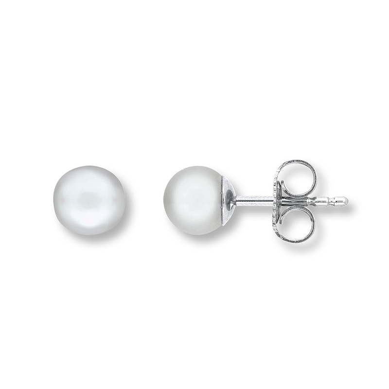 Main Image 1 of Cultured Pearl Earrings 14K White Gold