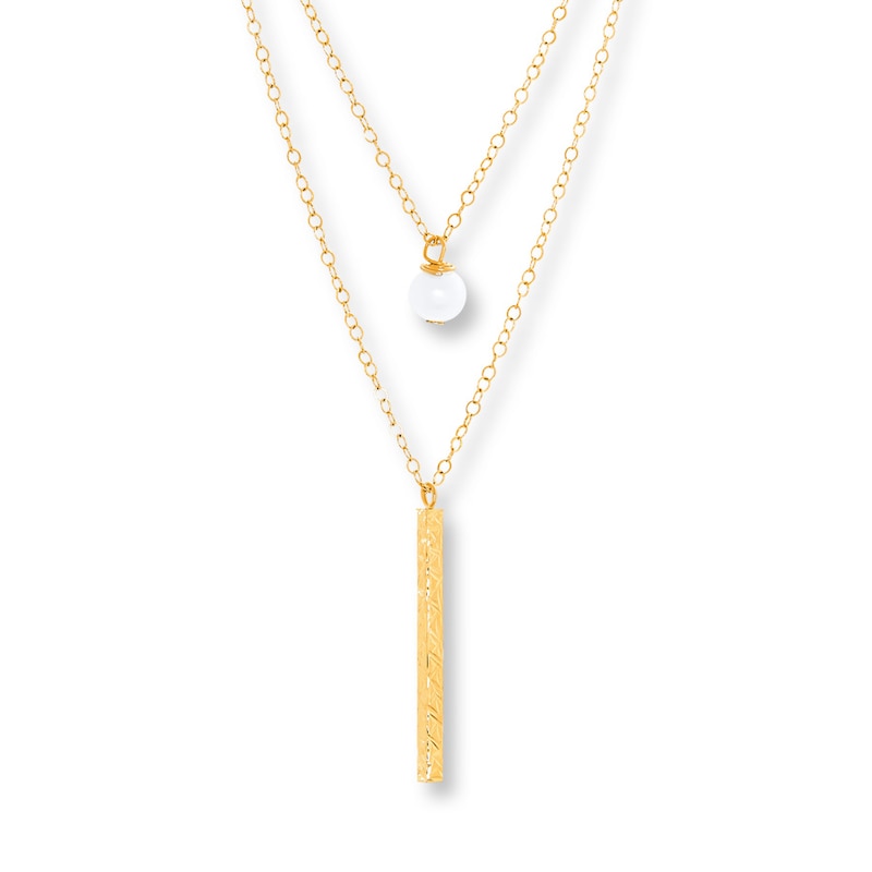 Layered Necklace Cultured Pearl 10K Yellow Gold